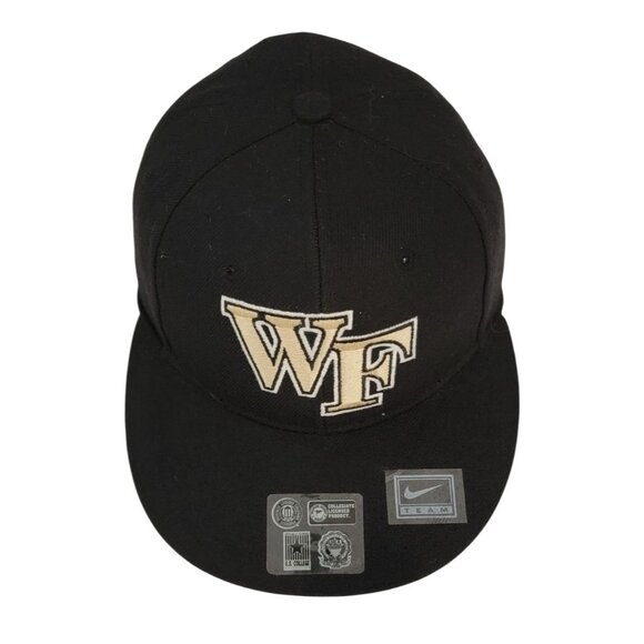 Vintage Nike Team Wake Forest Demon Deacons Fitted Hat 6 5/8 Black Gold WF Logo - Picture 2 of 15